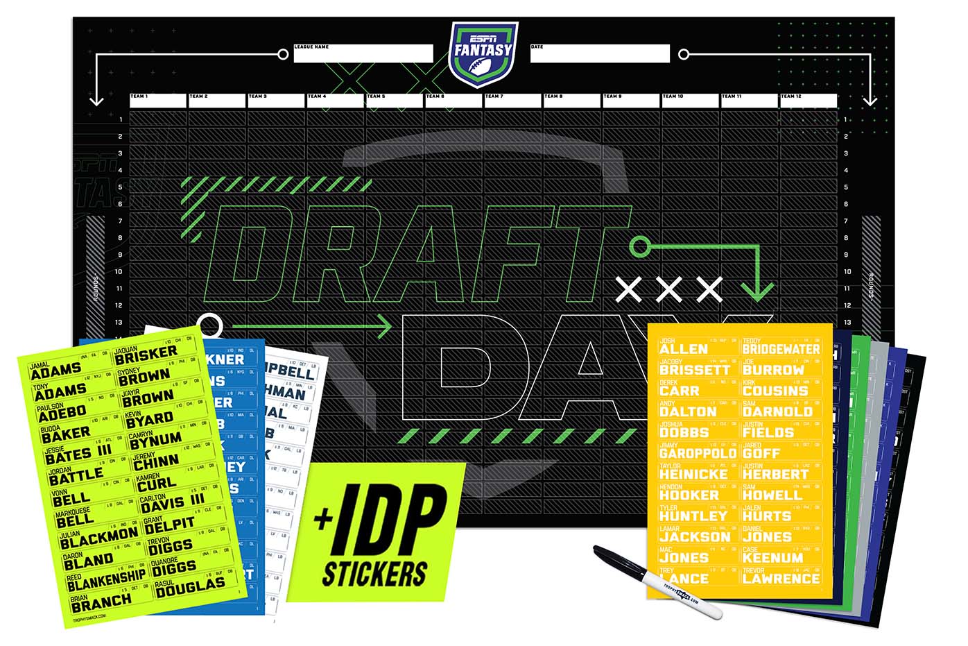 2026 ESPN Fantasy Football Draft Board Kit - 12, 10, 8 team - Image 4