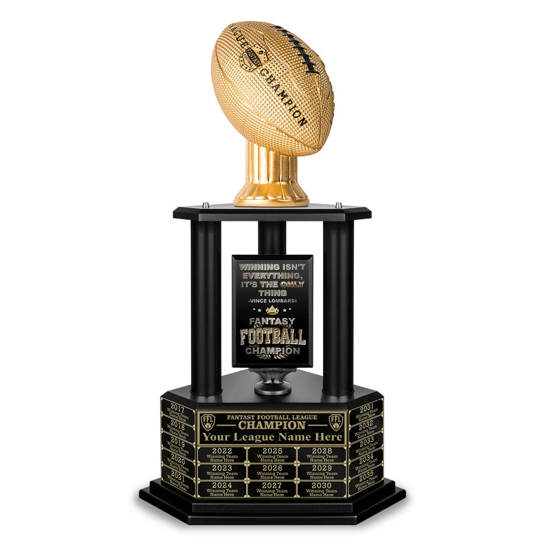 26"-56" Perpetual Fantasy Football Trophy - Gold Football - Image 11