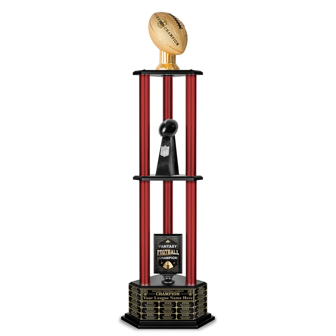 26"-56" Perpetual Fantasy Football Trophy - Gold Football - Image 25