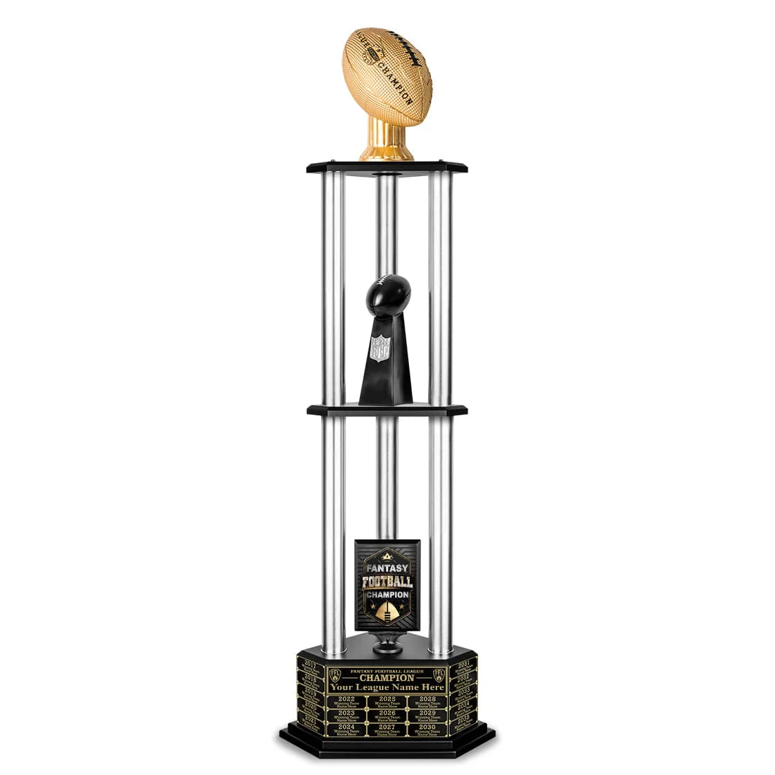 26"-56" Perpetual Fantasy Football Trophy - Gold Football - Image 26
