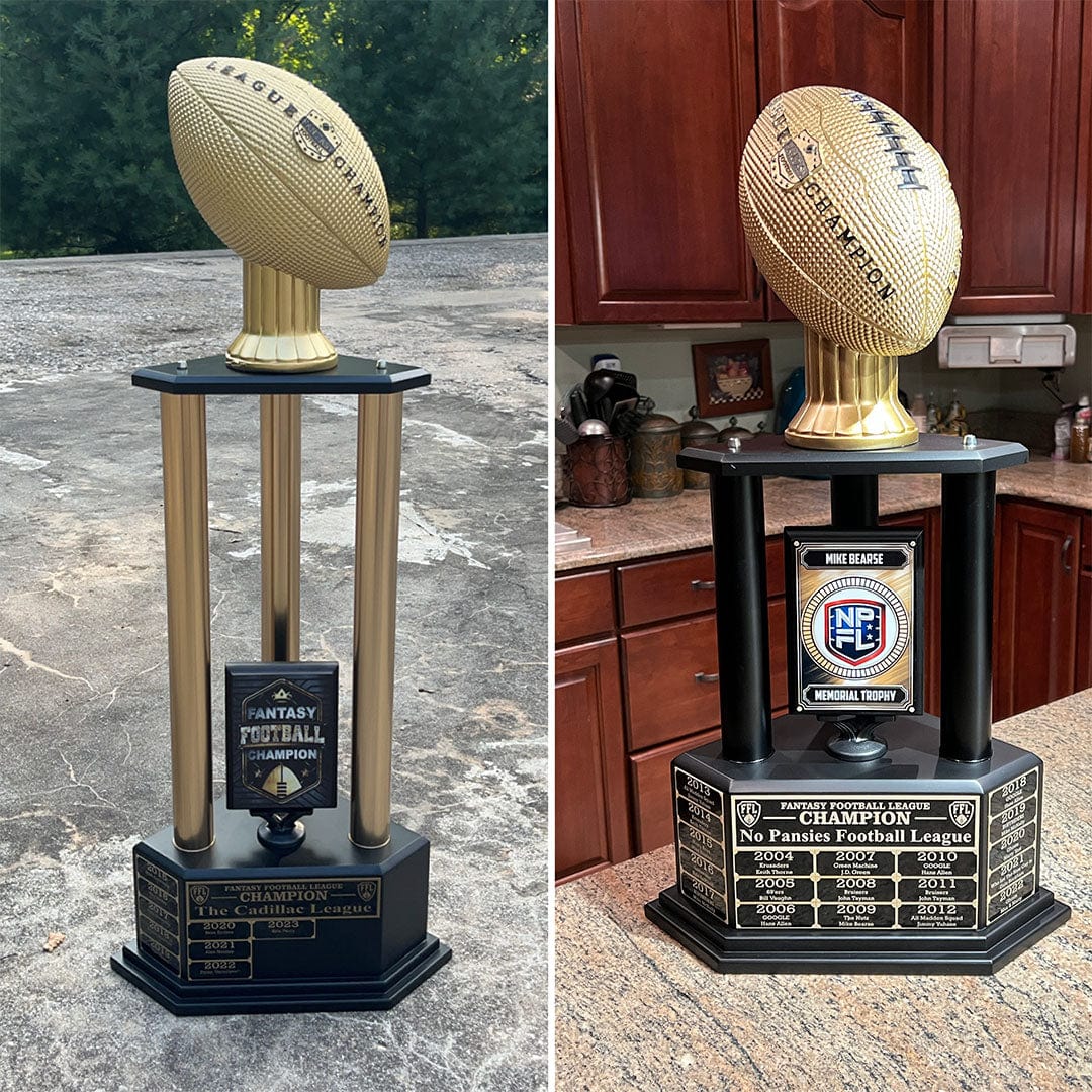 26"-56" Perpetual Fantasy Football Trophy - Gold Football - Image 4