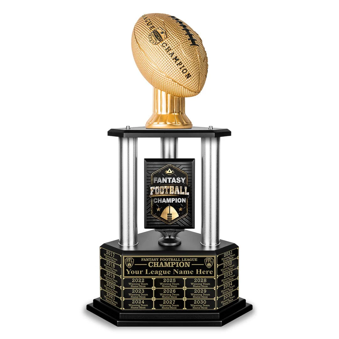 26"-56" Perpetual Fantasy Football Trophy - Gold Football - Image 8