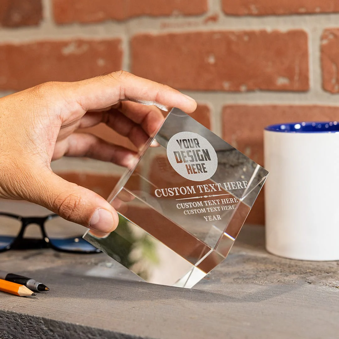 3" Cube Crystal Award - Image 3