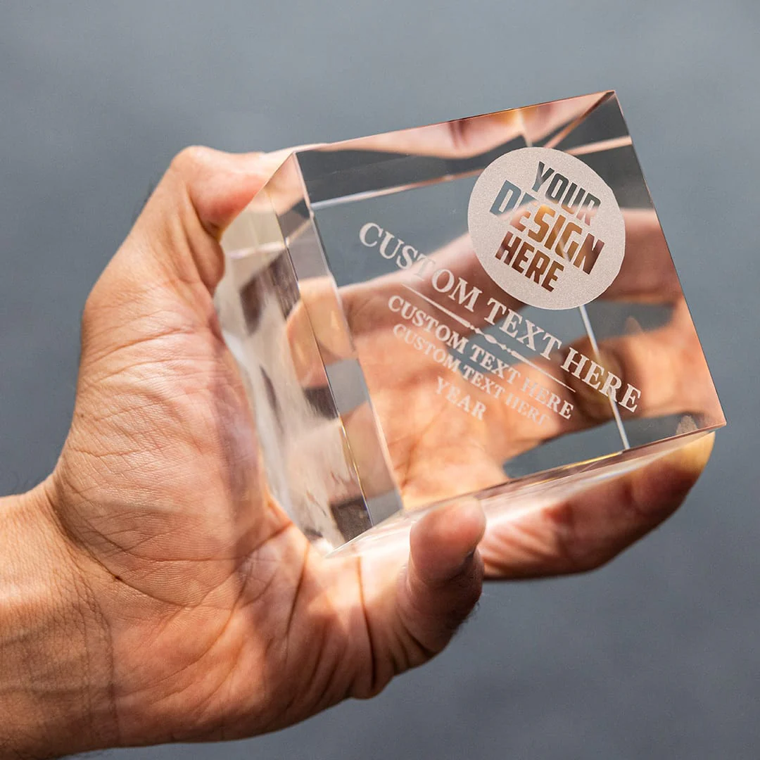 3" Cube Crystal Award - Image 5