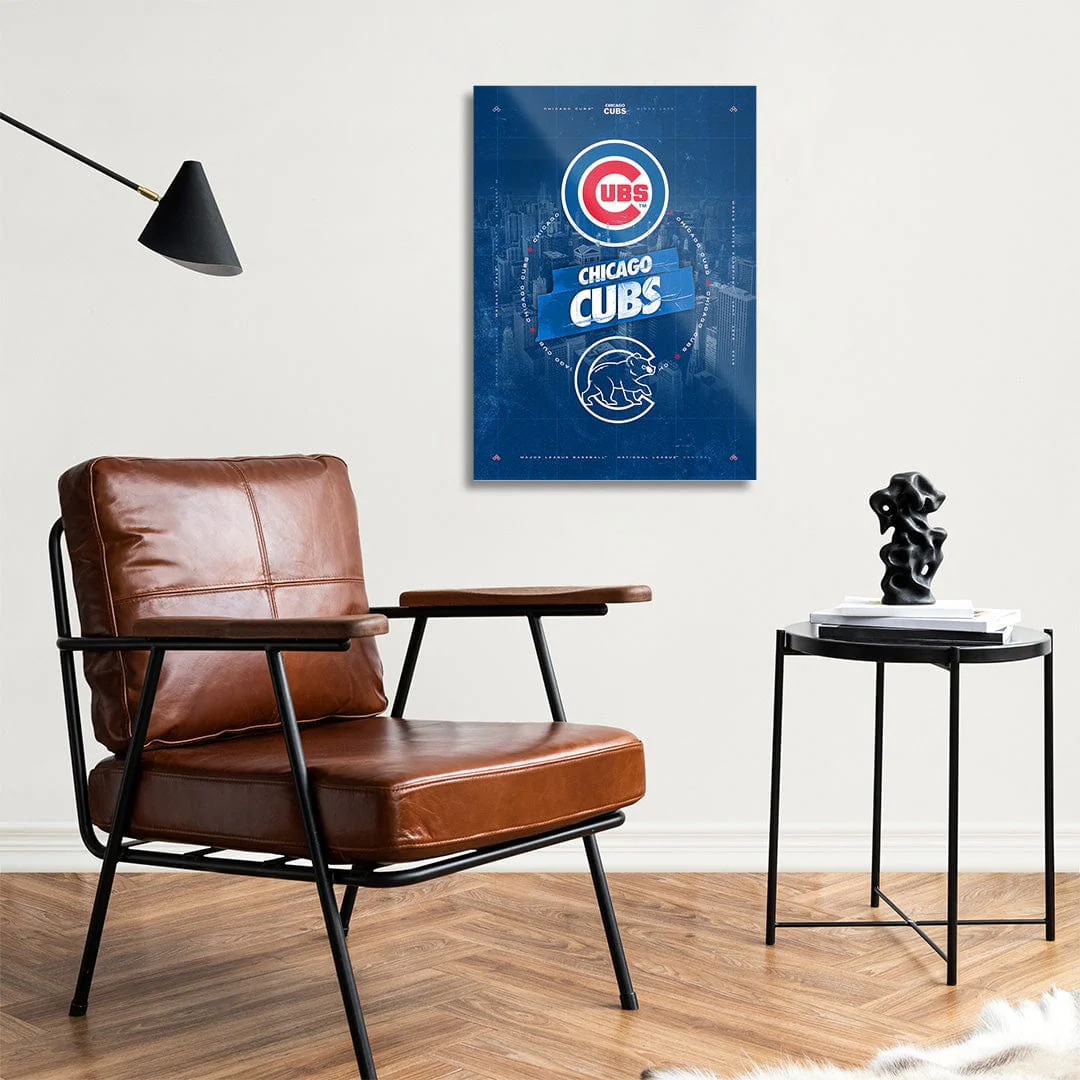 Chicago Cubs City Skyline Stacked - MLB Metal Wall Art - Image 3