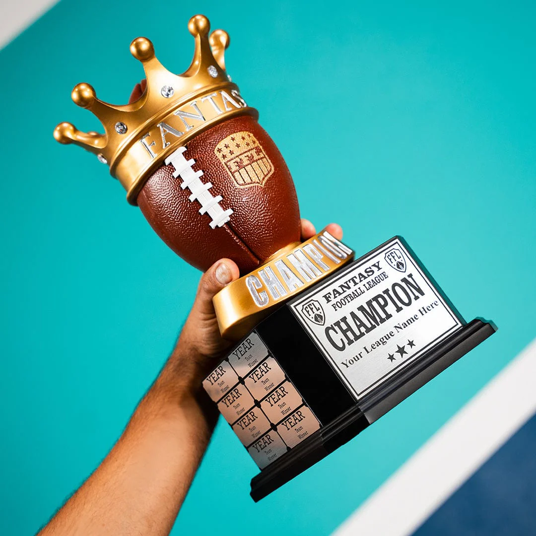 15" Perpetual Fantasy Football Trophy -  Golden Crown Football - Image 4