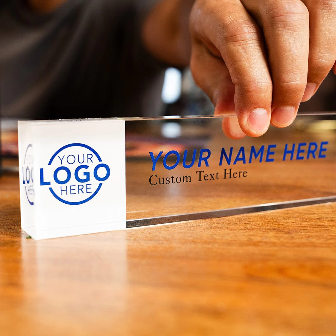 8" "Design Your Own" Acrylic Desk Name Plate - Clear - Image 3