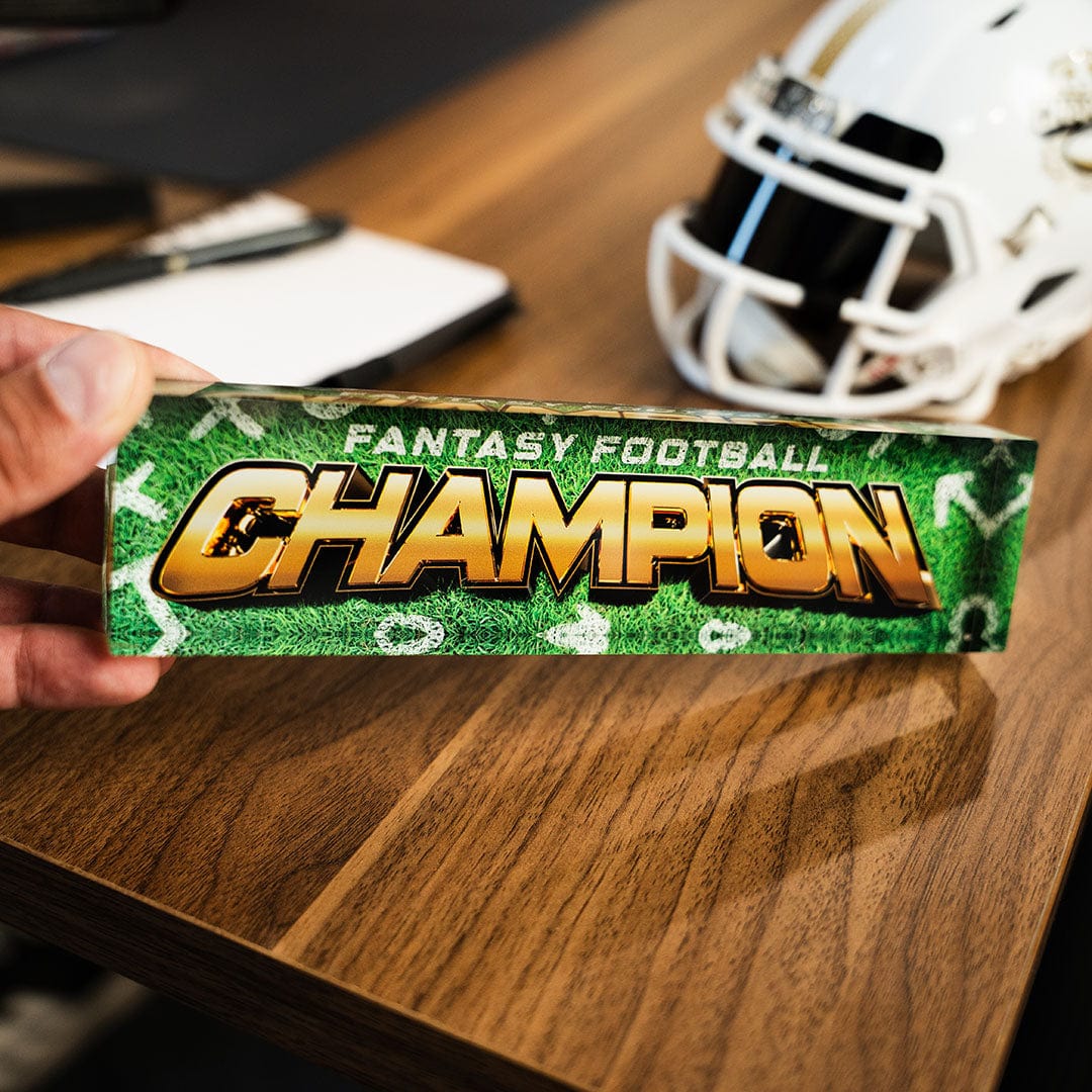 8" Fantasy Football Champion Acrylic Desk Name Plate - Image 4