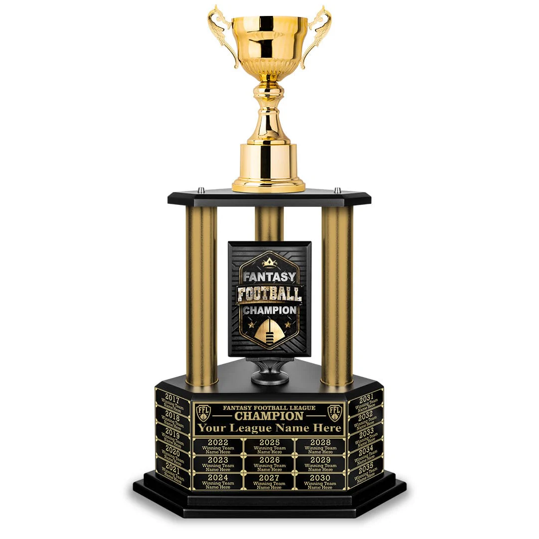 26”-36” Gold Column Fantasy Football Perpetual Trophy - Image 15
