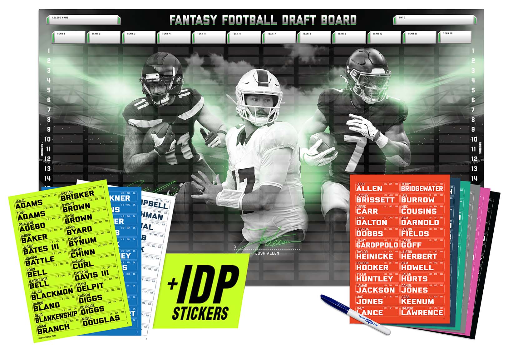 2026 NFL Superstar Fantasy Football Draft Board Kit - 12, 10, 8 team - Image 3