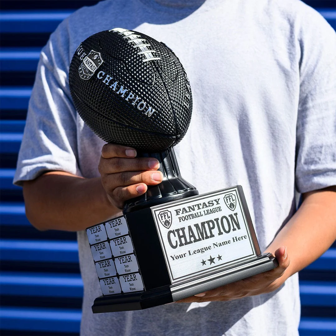 15" Perpetual Fantasy Football Trophy - Black Football - Image 5