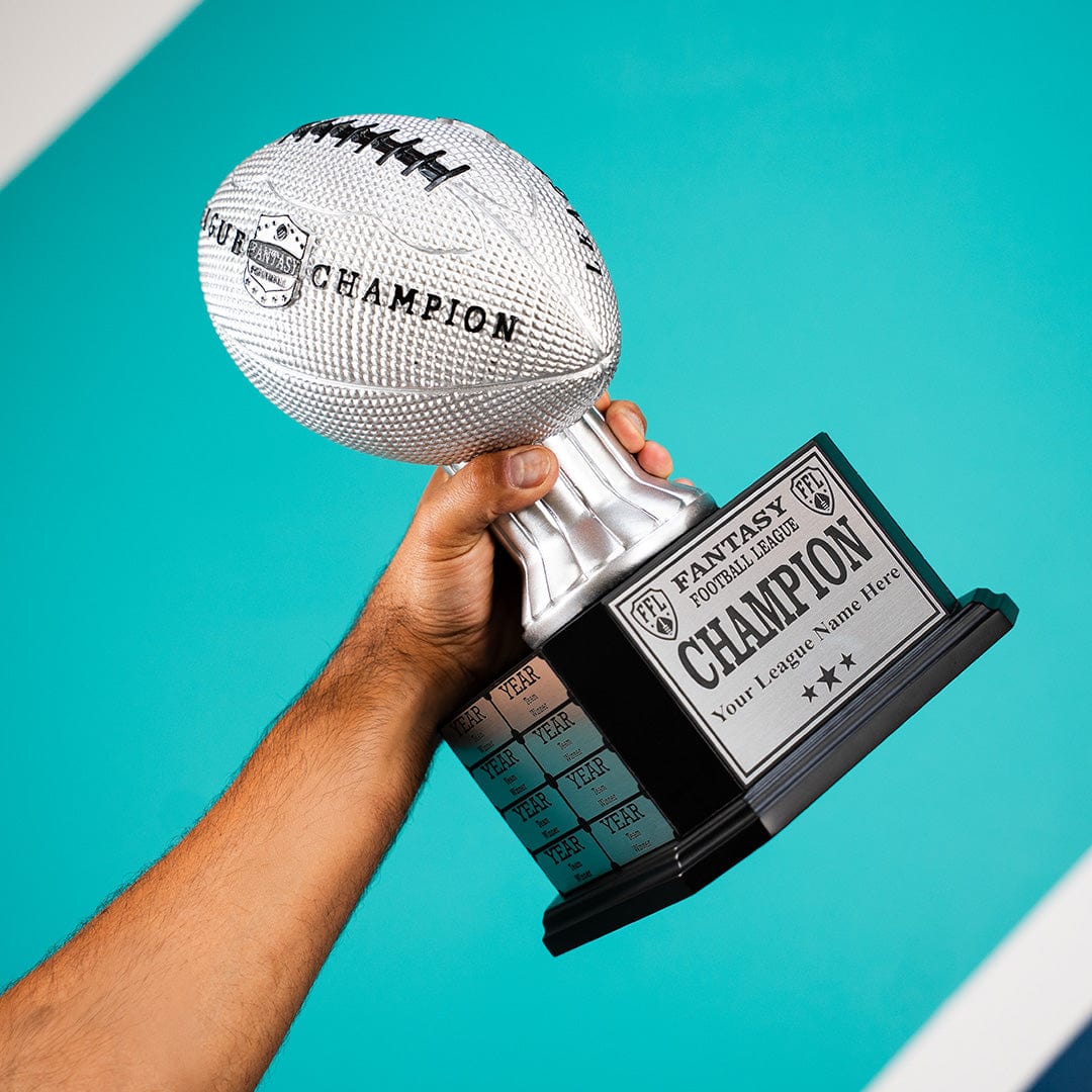 15" Perpetual Fantasy Football Trophy - Silver Football - Image 4