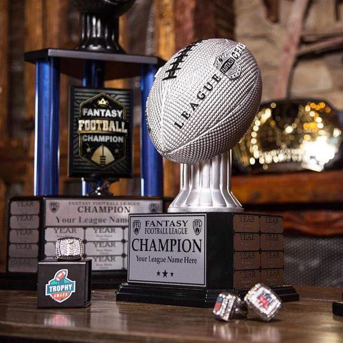 15" Perpetual Fantasy Football Trophy - Silver Football - Image 5