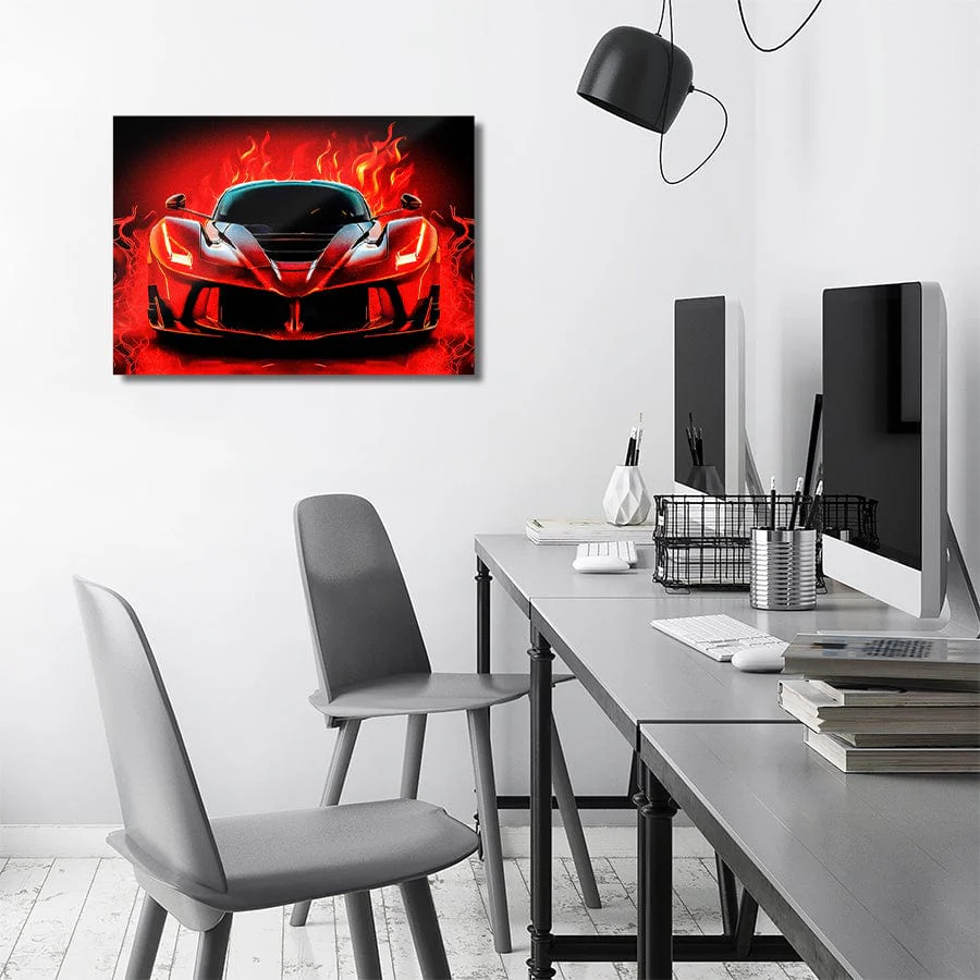 Red Sports Car Flames - Metal Wall Art - Image 4