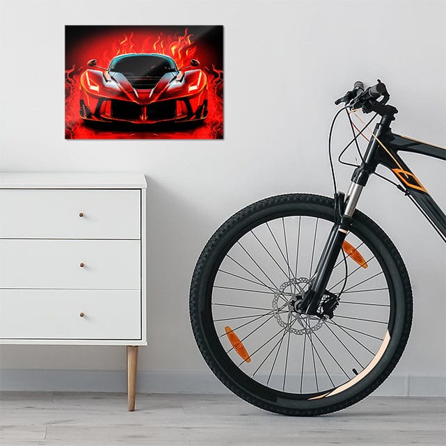 Red Sports Car Flames - Metal Wall Art - Image 5