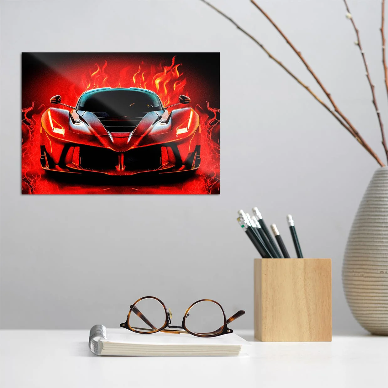 Red Sports Car Flames - Metal Wall Art - Image 8