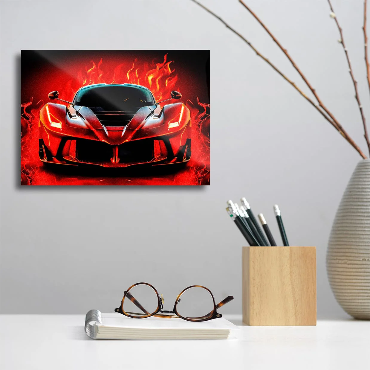 Red Sports Car Flames - Metal Wall Art - Image 9