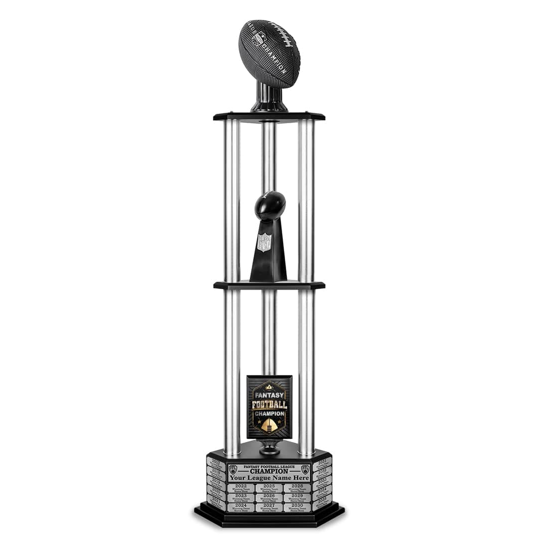 26"-56" Perpetual Fantasy Football Trophy - Black Football - Image 26
