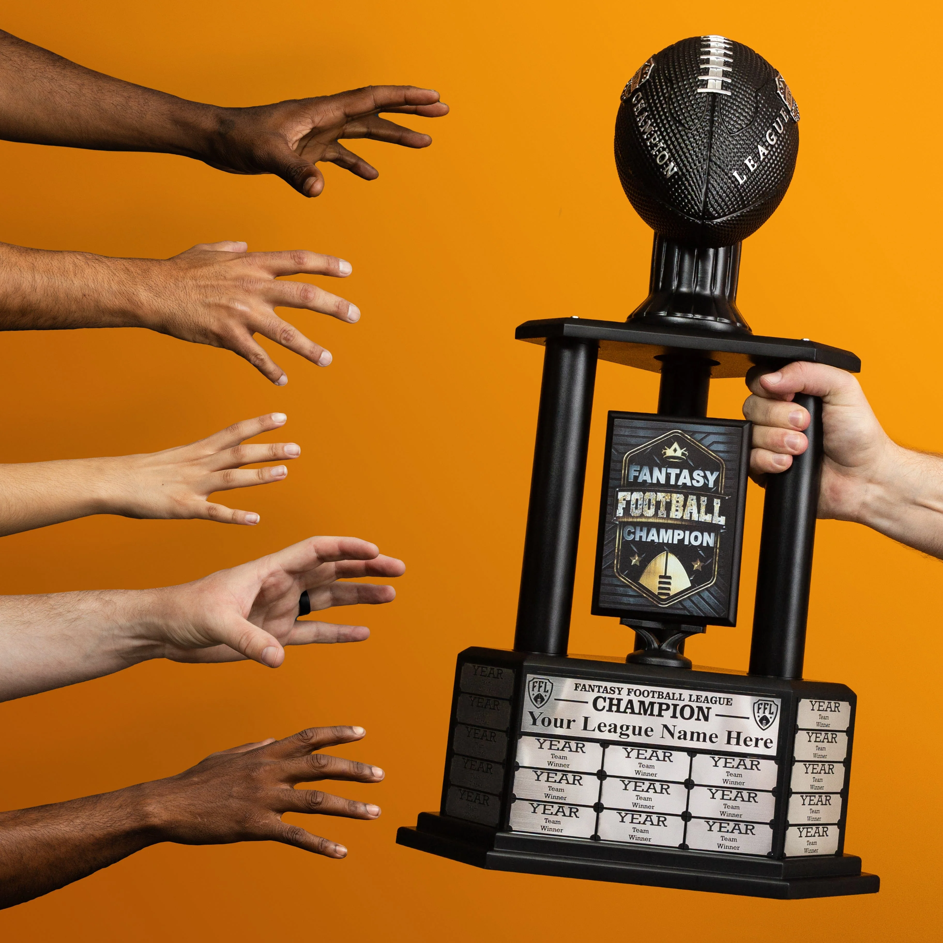 26"-56" Perpetual Fantasy Football Trophy - Black Football - Image 5