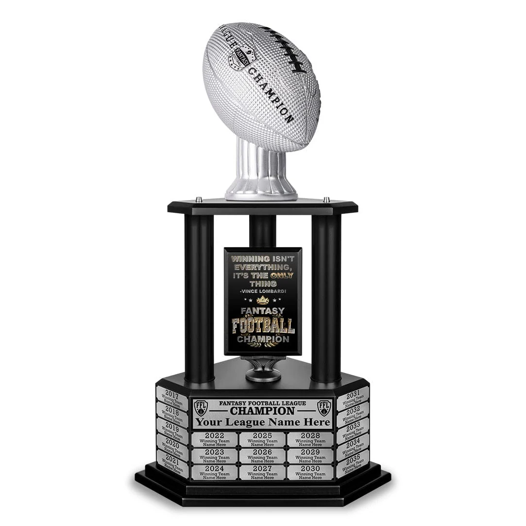 26"-56" Perpetual Fantasy Football Trophy - Silver Football - Image 11