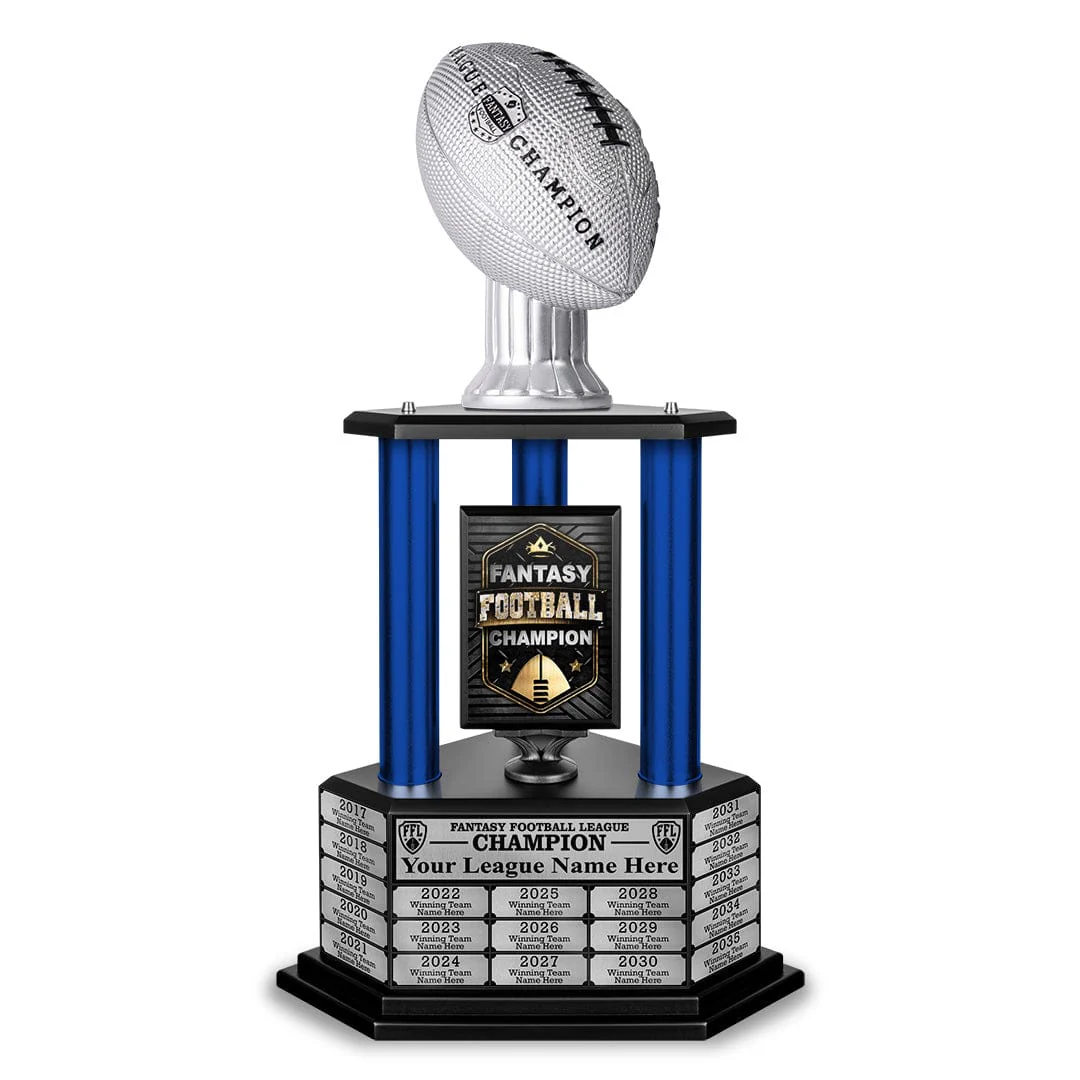 26"-56" Perpetual Fantasy Football Trophy - Silver Football - Image 12