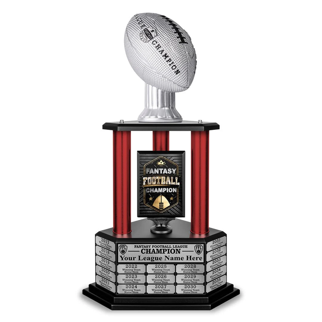 26"-56" Perpetual Fantasy Football Trophy - Silver Football - Image 13