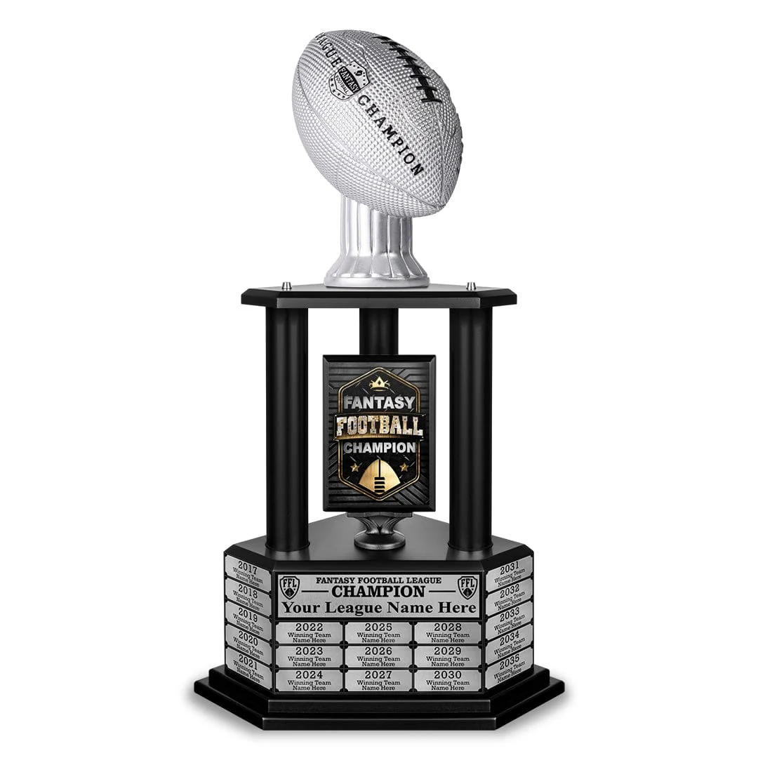 26"-56" Perpetual Fantasy Football Trophy - Silver Football - Image 14