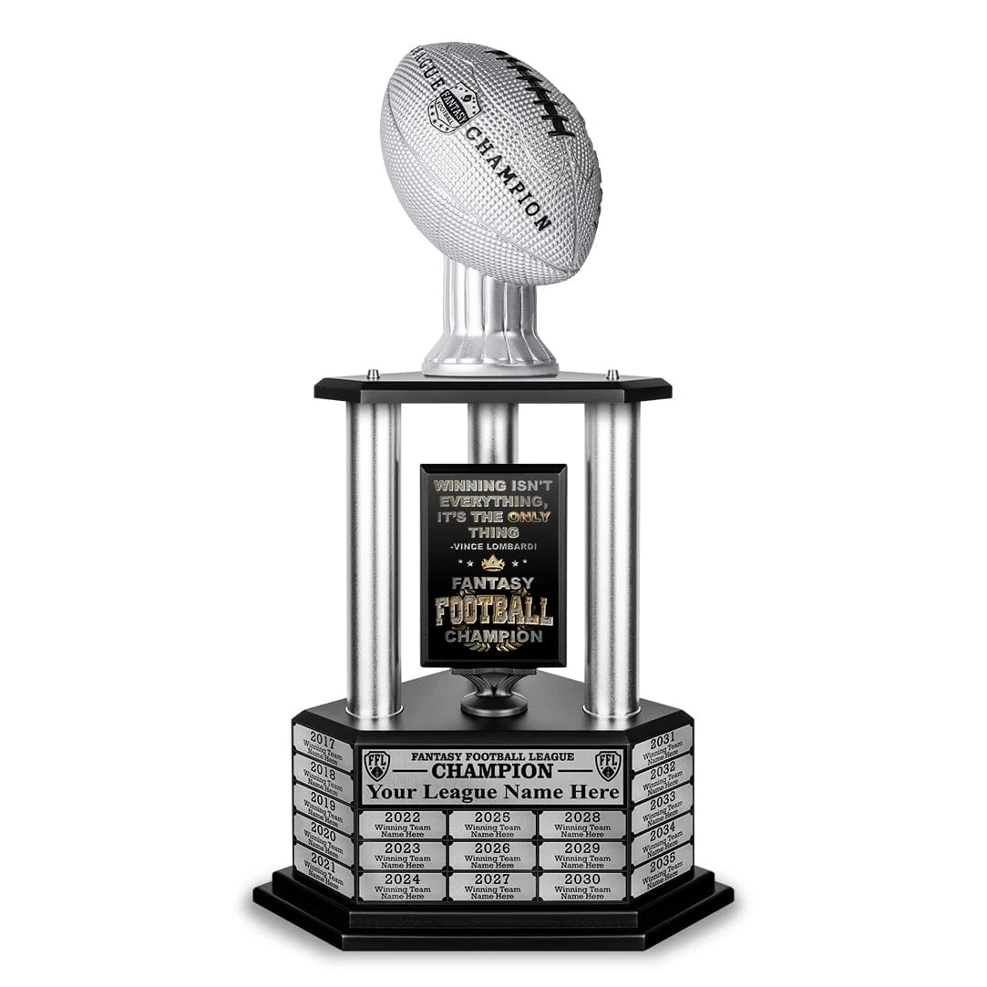 26"-56" Perpetual Fantasy Football Trophy - Silver Football - Image 15
