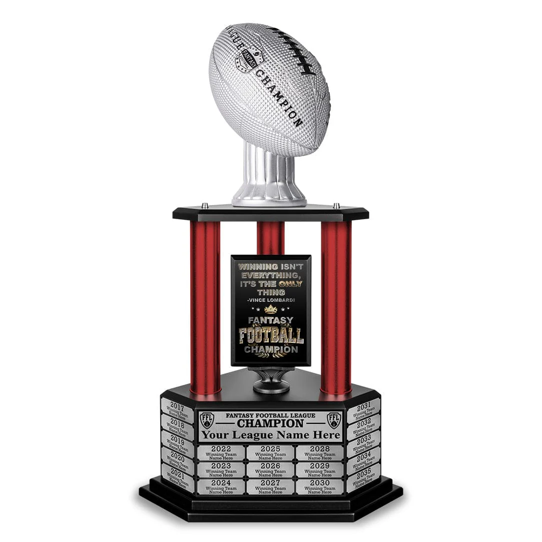 26"-56" Perpetual Fantasy Football Trophy - Silver Football - Image 16