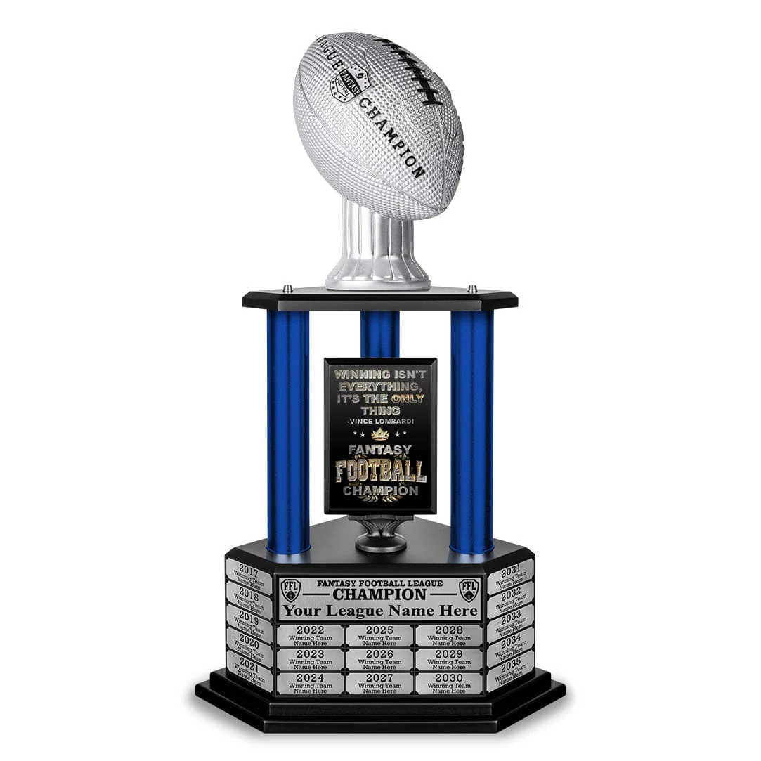 26"-56" Perpetual Fantasy Football Trophy - Silver Football - Image 17
