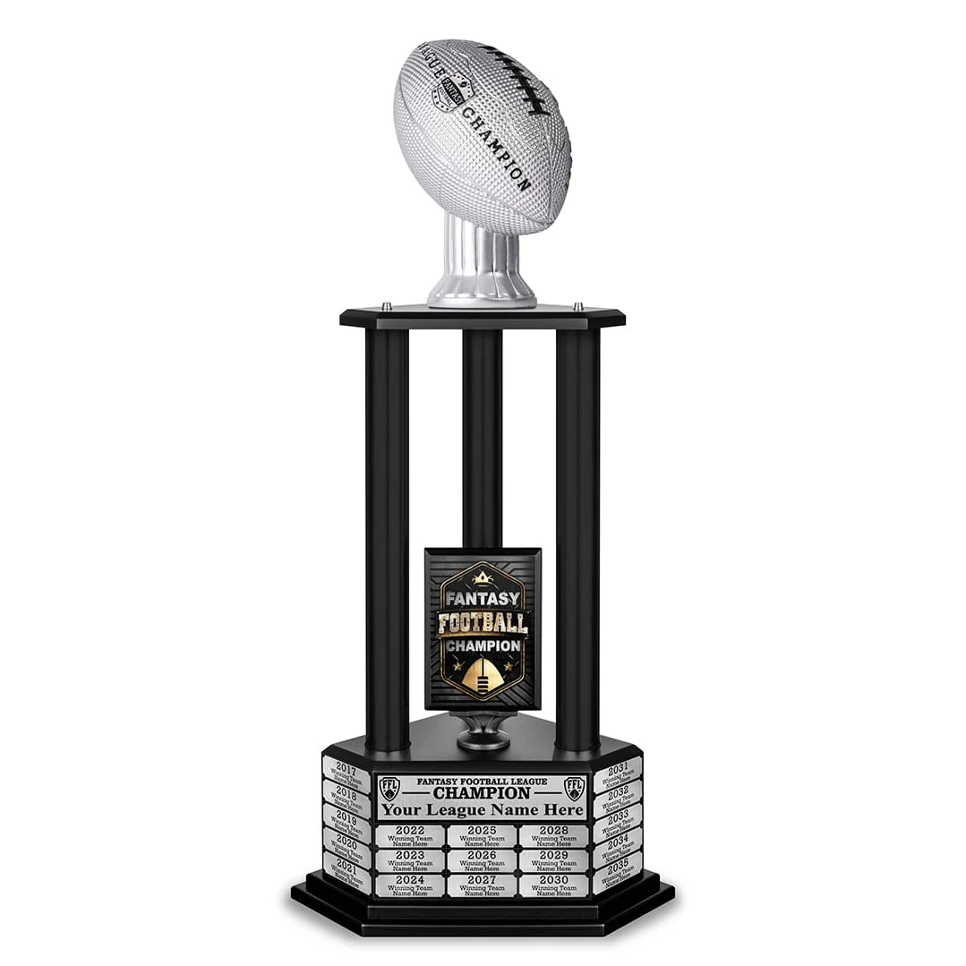 26"-56" Perpetual Fantasy Football Trophy - Silver Football - Image 18