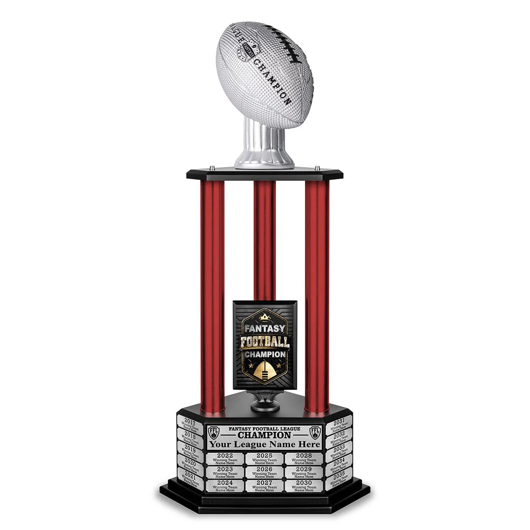 26"-56" Perpetual Fantasy Football Trophy - Silver Football - Image 19