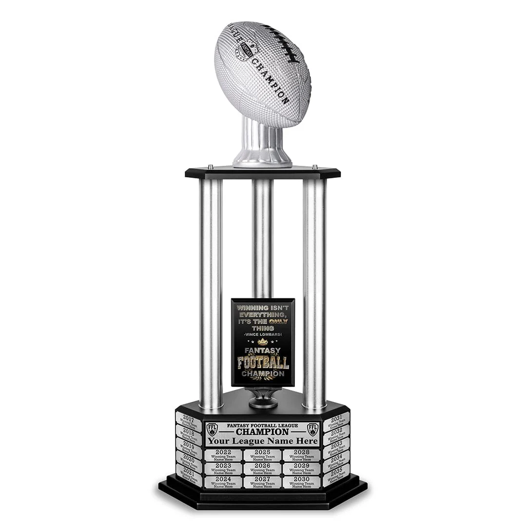 26"-56" Perpetual Fantasy Football Trophy - Silver Football - Image 21