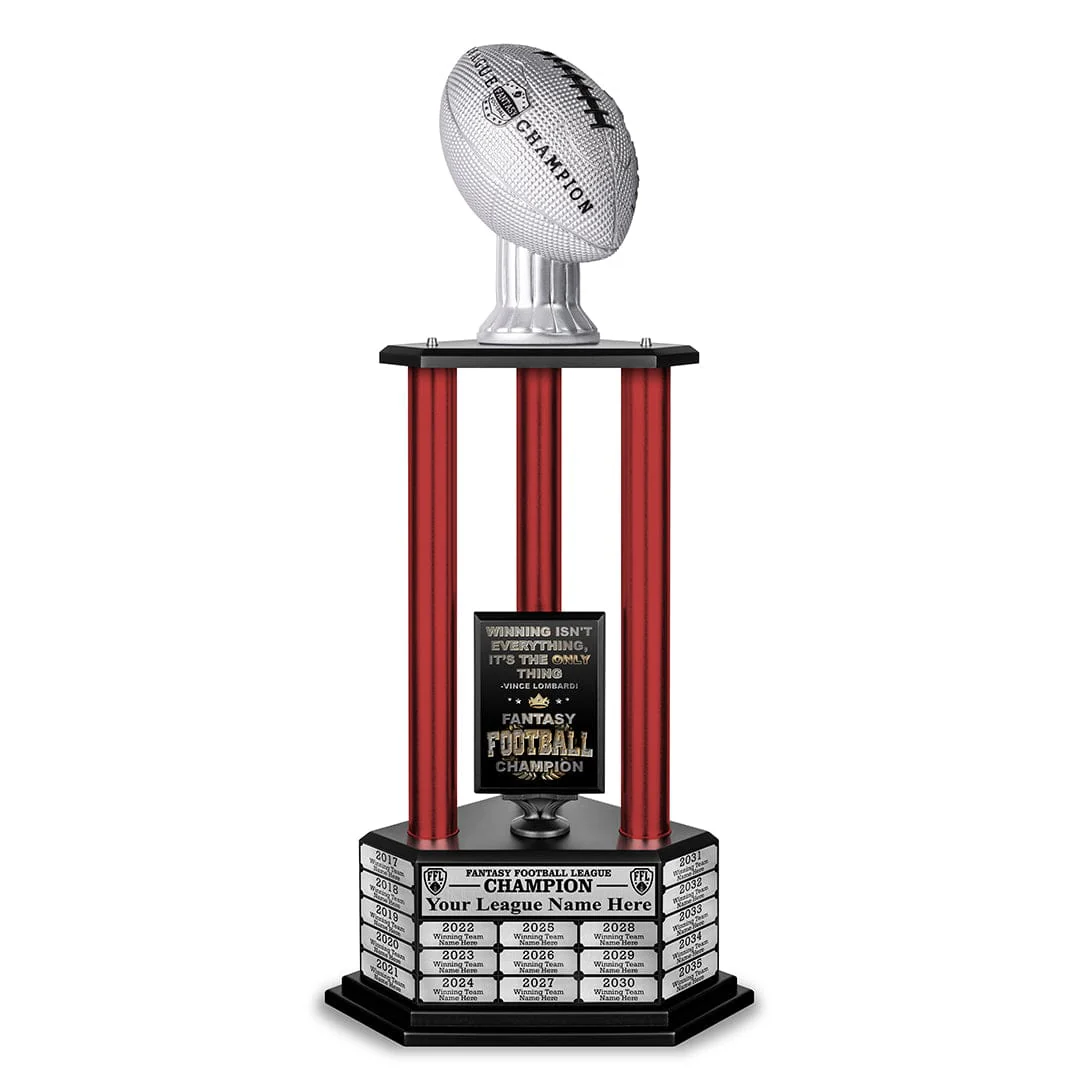 26"-56" Perpetual Fantasy Football Trophy - Silver Football - Image 24