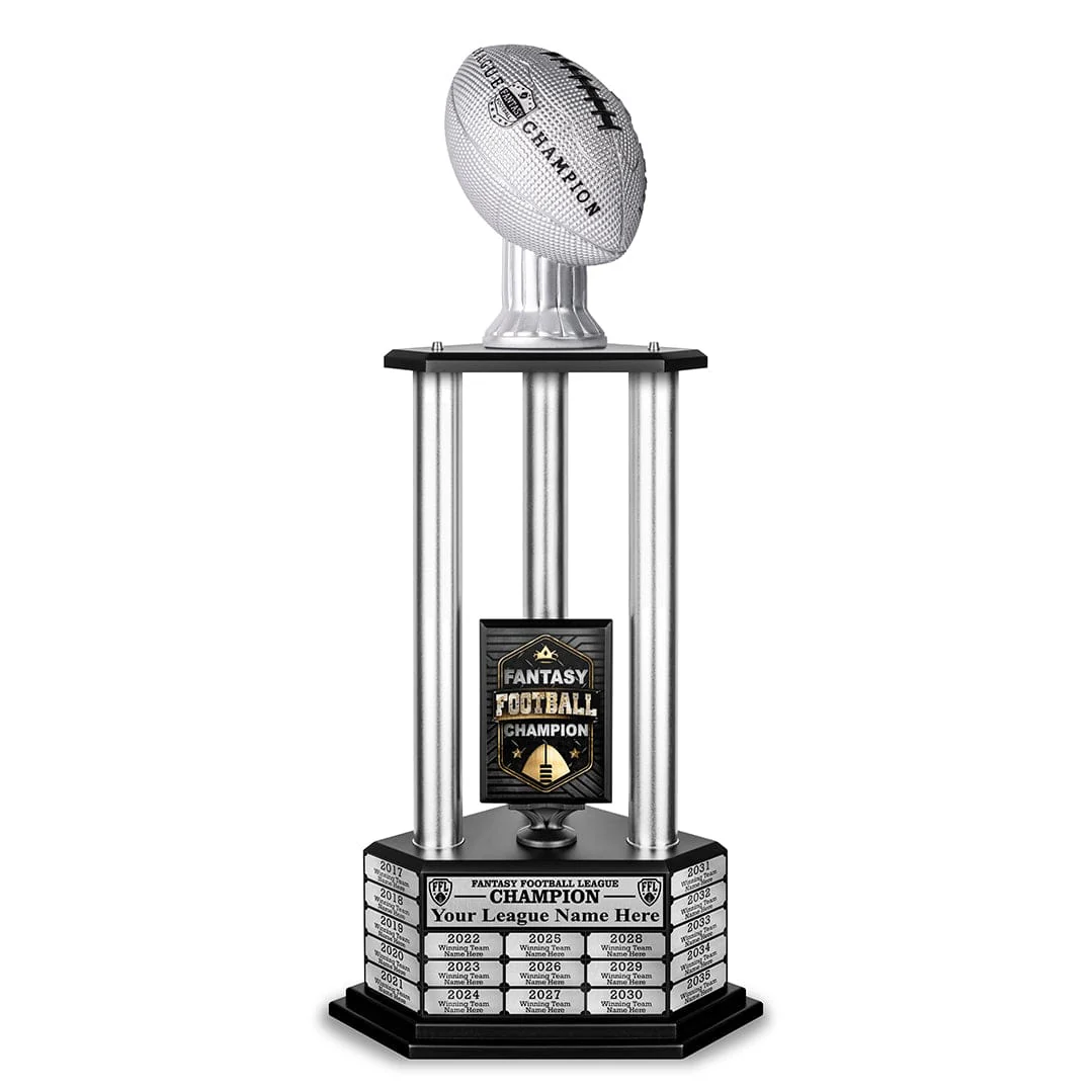 26"-56" Perpetual Fantasy Football Trophy - Silver Football - Image 25