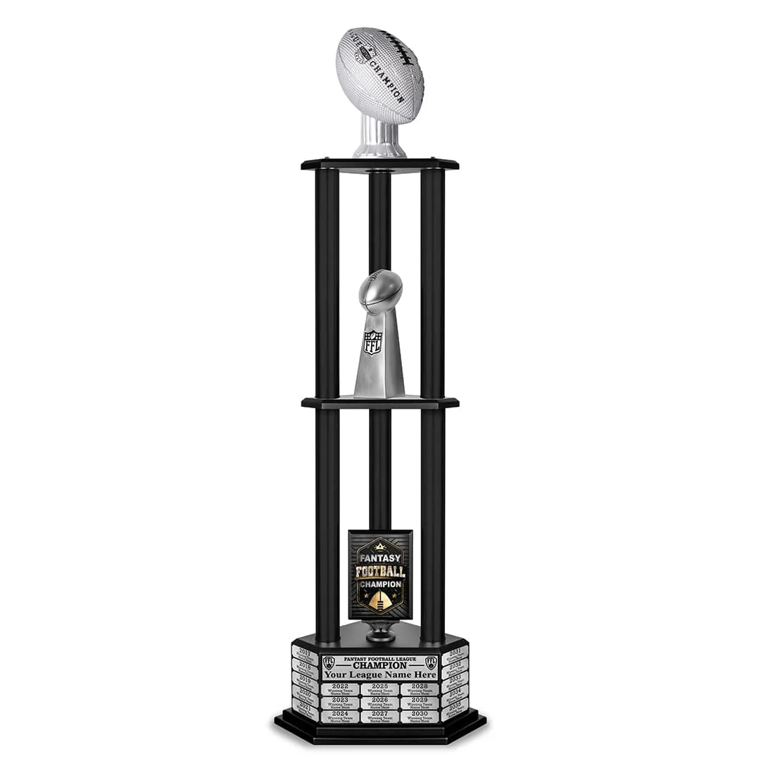 26"-56" Perpetual Fantasy Football Trophy - Silver Football - Image 26