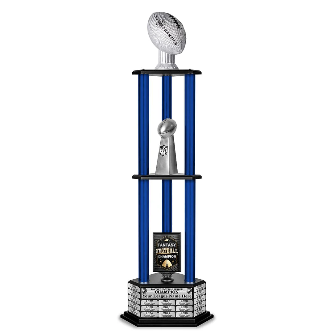 26"-56" Perpetual Fantasy Football Trophy - Silver Football - Image 27