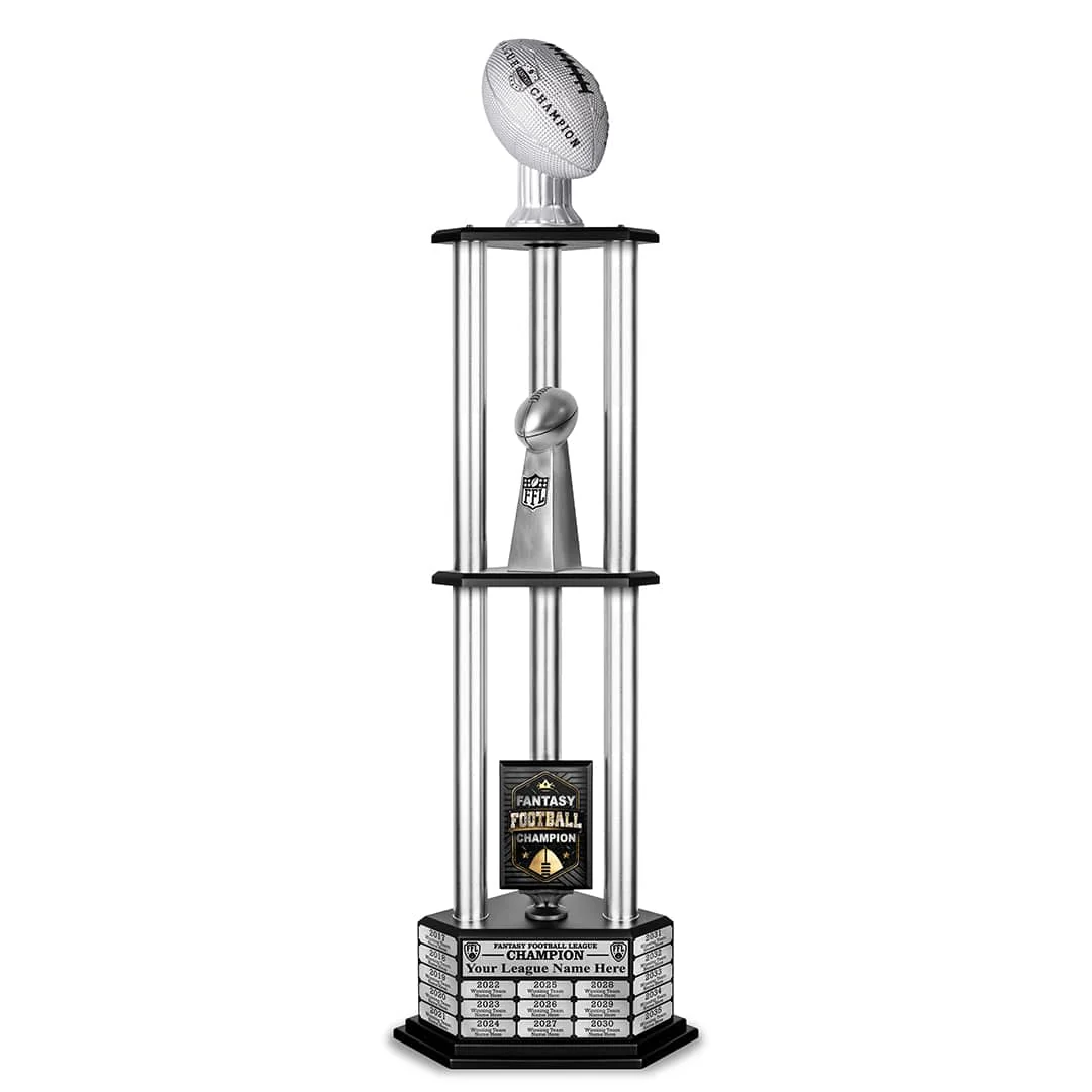 26"-56" Perpetual Fantasy Football Trophy - Silver Football - Image 28