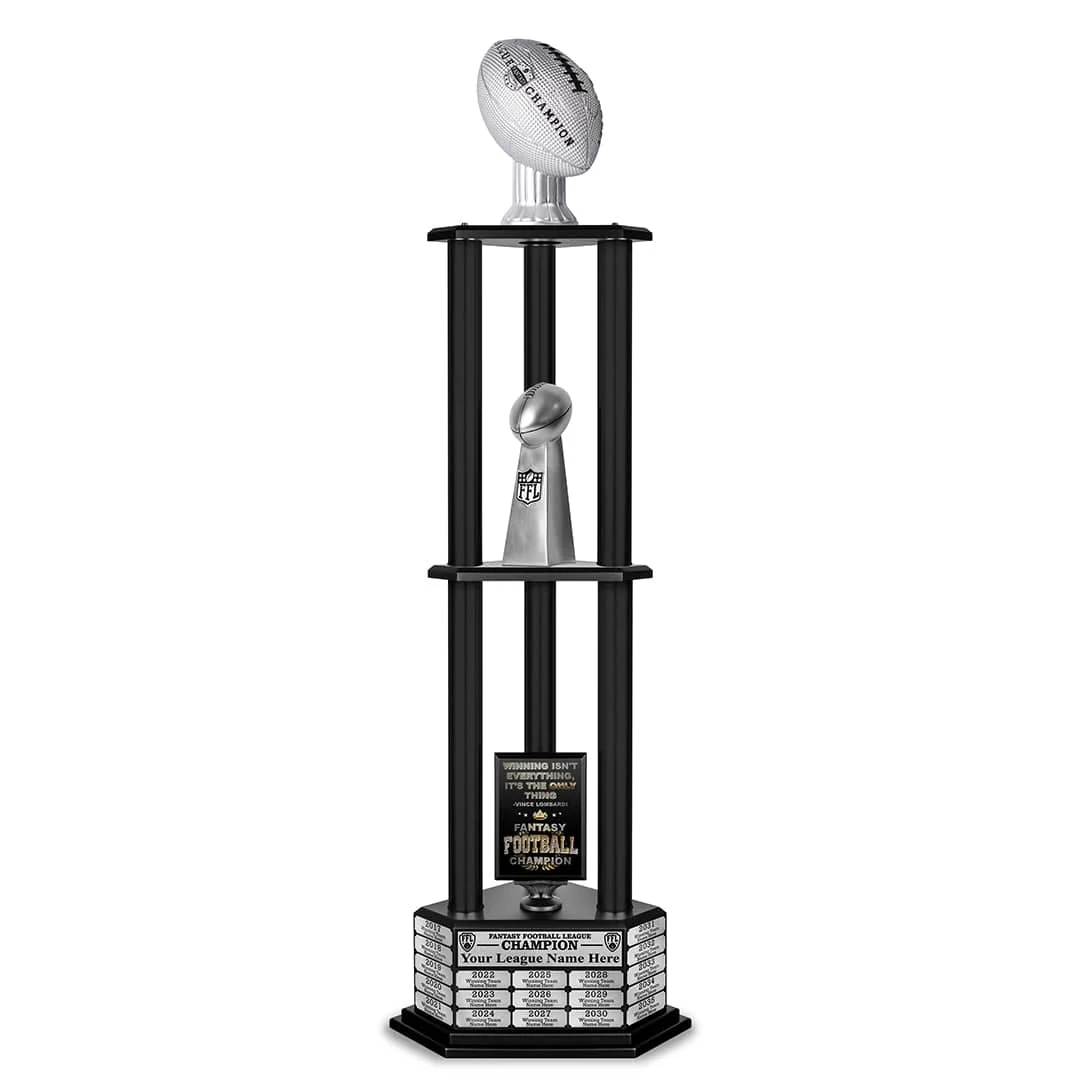 26"-56" Perpetual Fantasy Football Trophy - Silver Football - Image 29