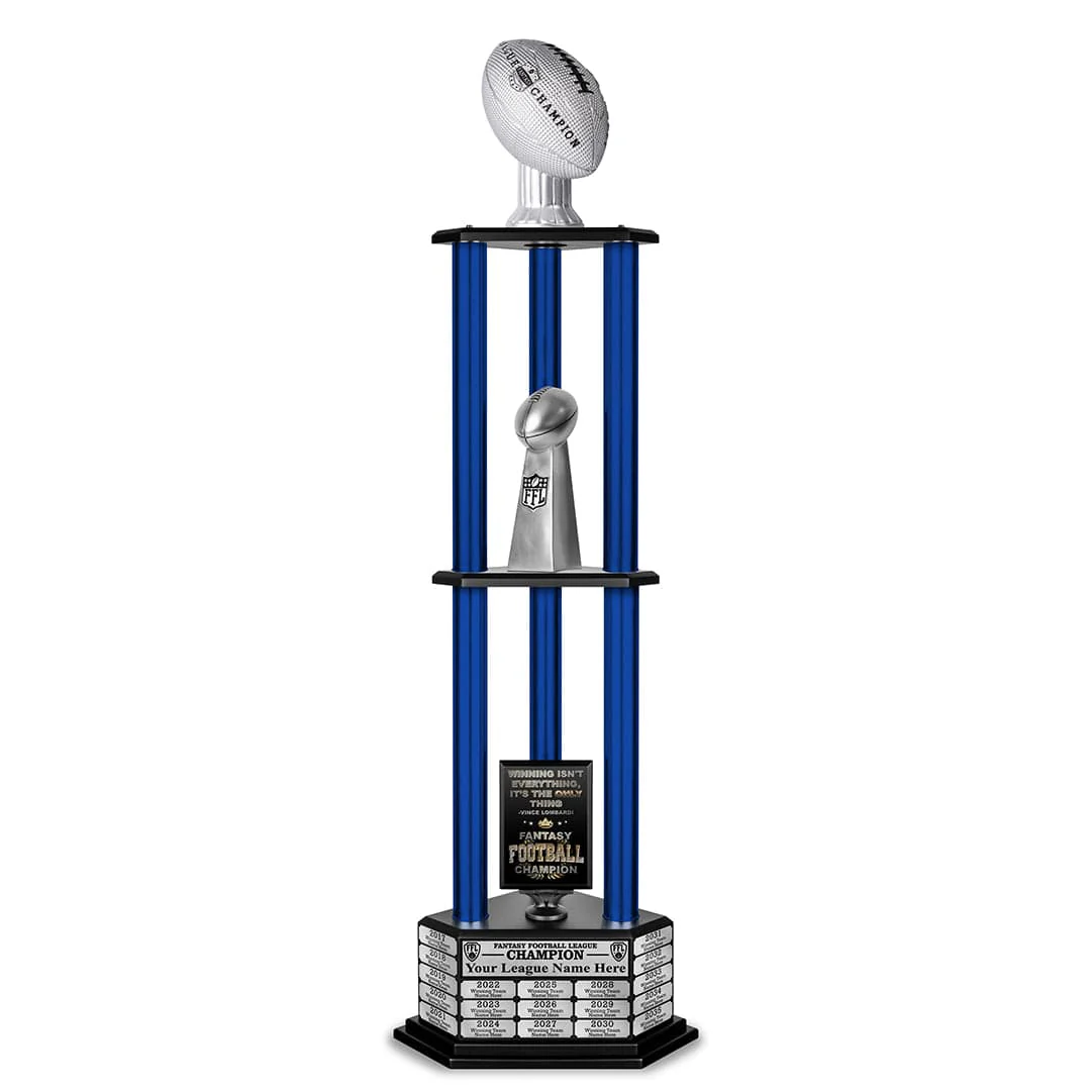 26"-56" Perpetual Fantasy Football Trophy - Silver Football - Image 33