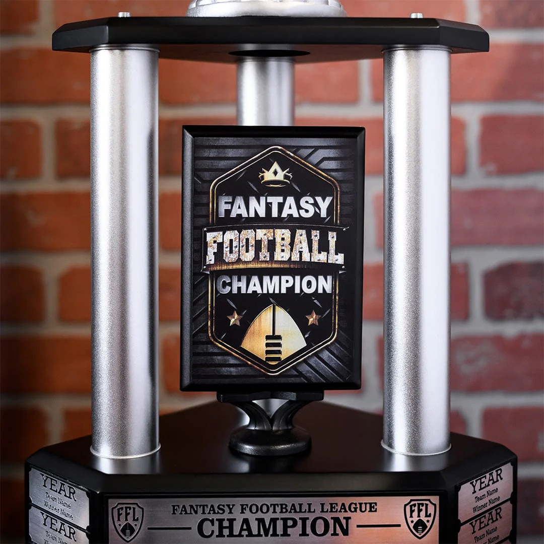 26"-56" Perpetual Fantasy Football Trophy - Silver Football - Image 4